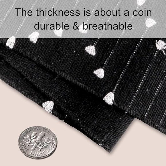 Boho Bathroom Runner Rug Black Geometric Washable Woven Cotton SIZE 2.3' X 5.3' - Picture 10 of 12